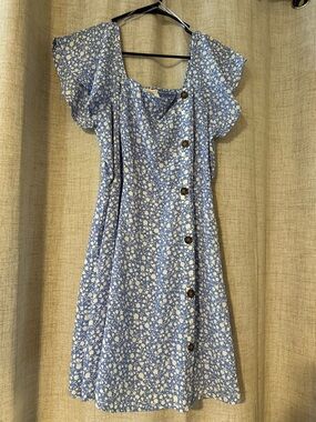 Sienna Sky Blue and White Floral Mini Dress